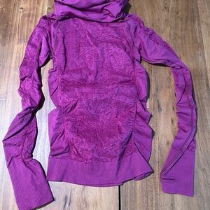 Mondetta Purple Ruched Long Sleeved Shirt with Cowl Neck Small Medium